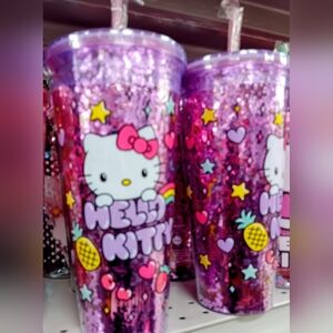 NWT Hello Kitty Print Glitter Pink Tumbler 32oz